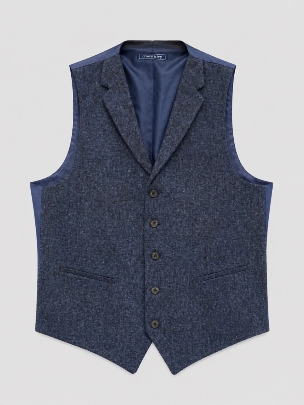 Crown & Ivy Blue Tweed Wool Blend Suit Vest NWT $70 SIZE MEDIUM 21